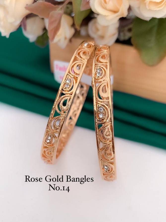 Rose Gold Fancy Designer Bangles 3 Wholesale Market In Surat
